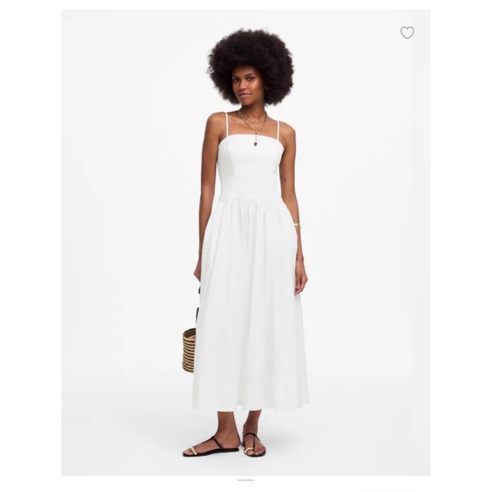 Madewell NWT Katie dress poplin seamed Spaghetti Strap Maxi white womens size 14